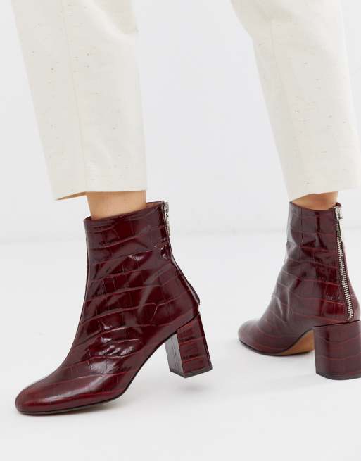 Whistles Bartley Bottines en cuir effet croco avec arrière zippé ASOS