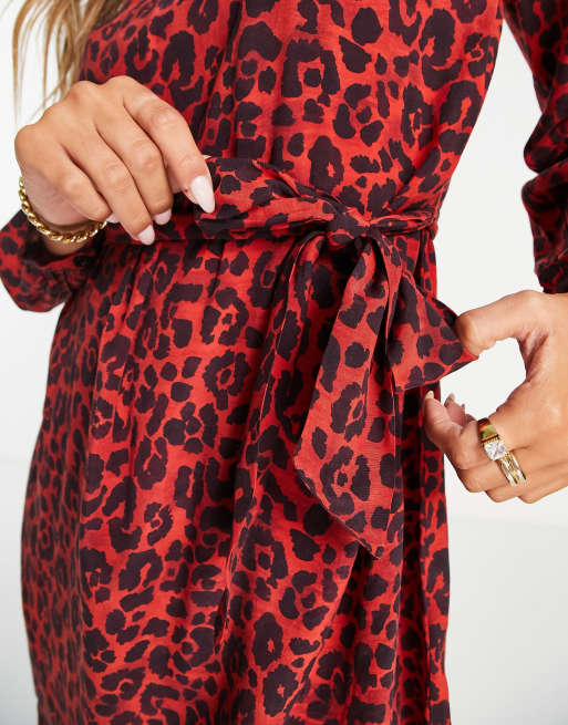 Asos red animal print cheap dress