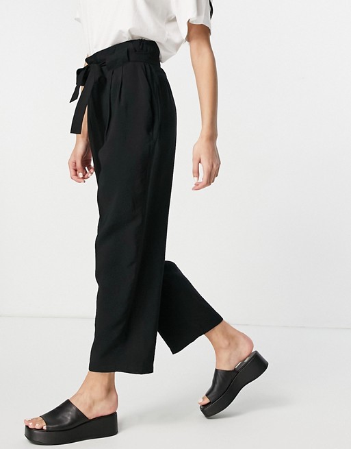 Whistles belted casual crop trouser in black