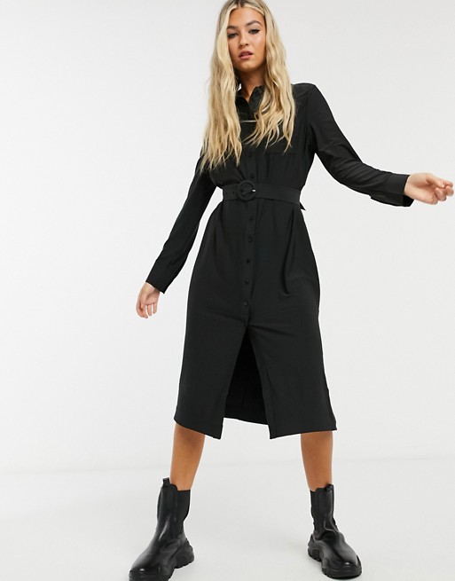 Whistles belted jersey shirt dress in black