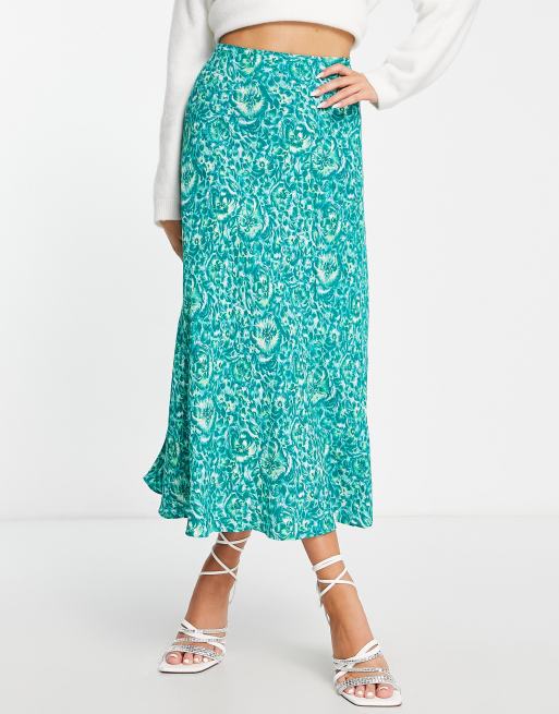 Bias cut shop green skirt