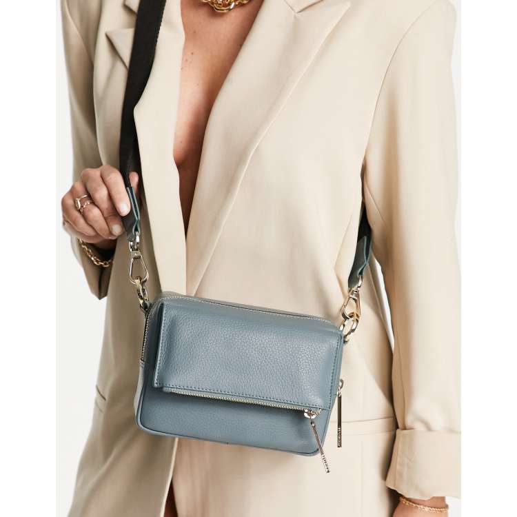 Grey leather crossbody on sale bag