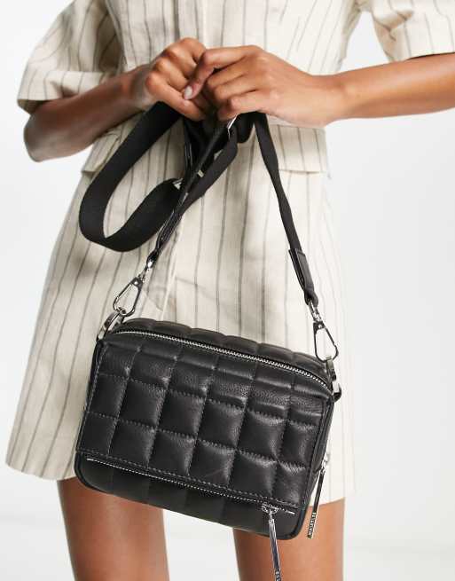 Whistles Bibi quilted cross body bag in black