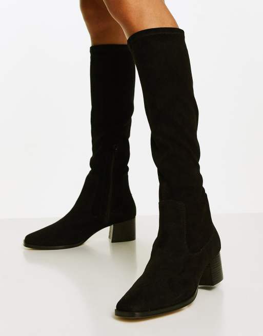 Black suede knee sales high sock boots