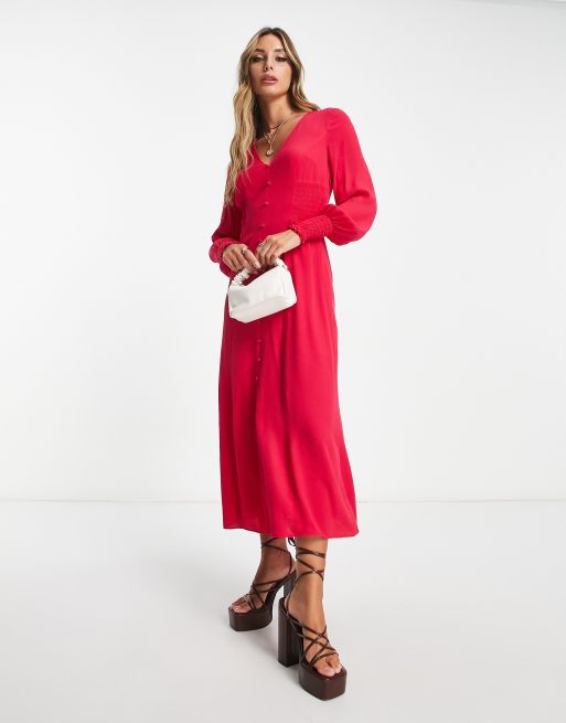 Whistles button down midi dress in hot pink | ASOS