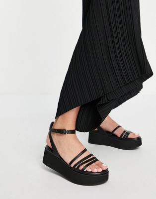 black strappy flatform sandals
