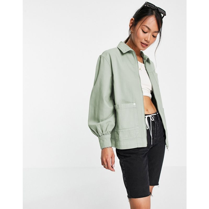Designer  Whistles - Camicia giacca cargo con cerniera lampo sul davanti verde pallido