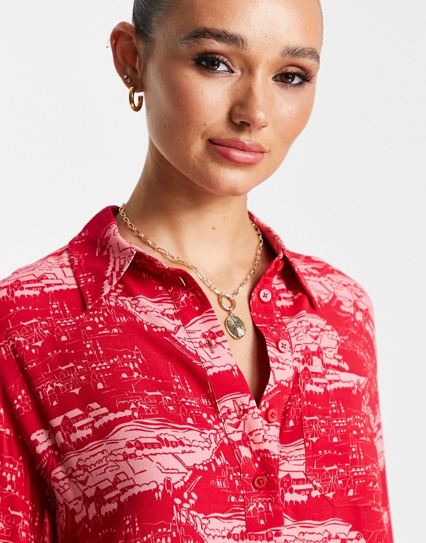 Camicia rossa con stampa di campo in coordinato-Multicolore - Whistles Camicia donna  - immagine3