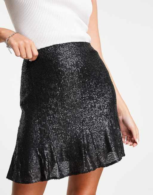 Whistles black shop sequin skirt