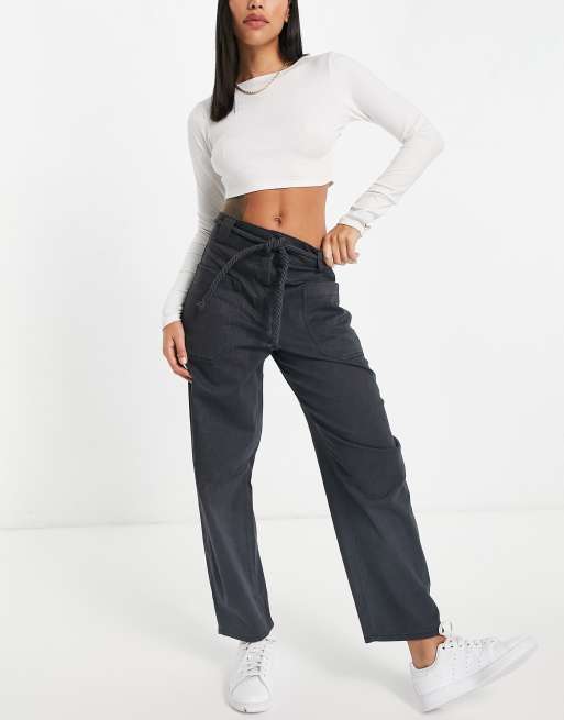 Whistles - Casual broek met touwriem in grijs