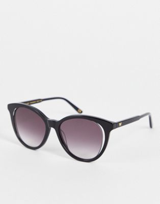 Whistles cat eye sunglasses with cut out lens detail in black