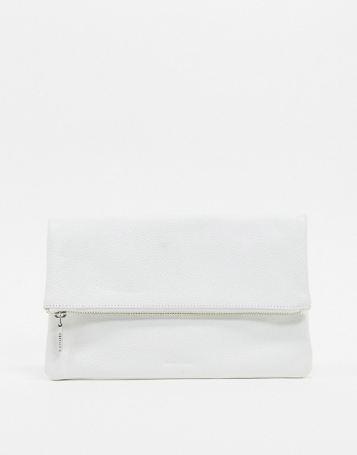 Whistles chapel foldover leather clutch bag in white