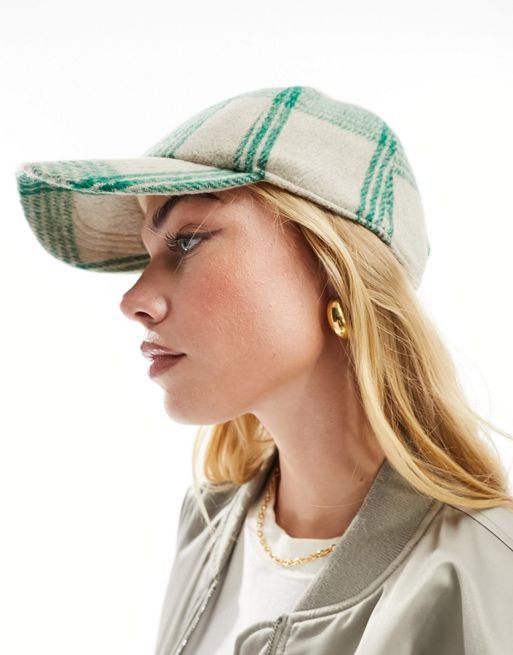 Whistles checked cap in green and cream