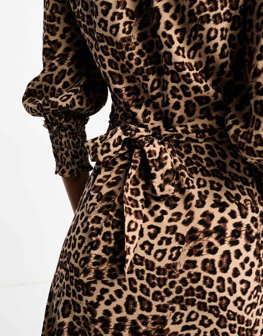Whistles cheetah print midi shirt dress in brown | ASOS