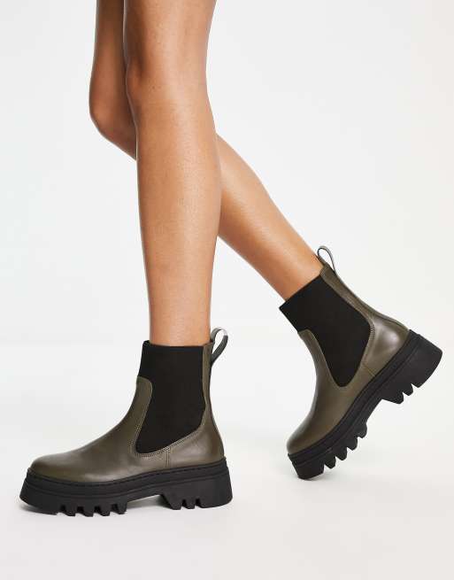 Chunky leather chelsea clearance boots