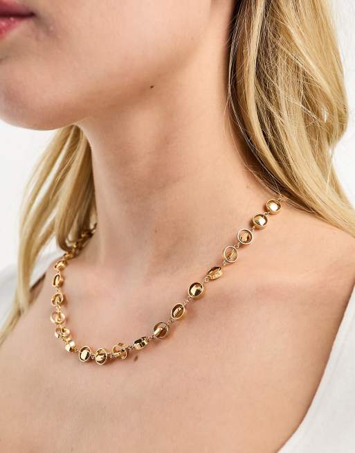Whistles circle and square necklace in gold
