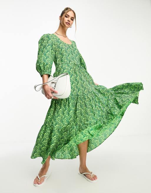 Whistles climbing vine print maxi dress in green