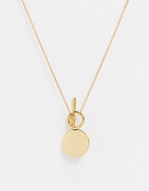 Whistles coin and bar necklace in gold