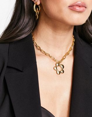 Whistles gold flower statement necklace - ASOS Price Checker