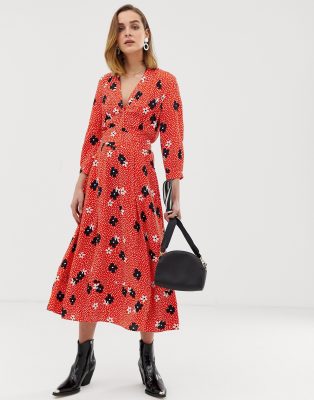 whistles confetti floral print midi dress