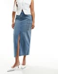 [Whistles] Whistles Cora utility denim maxi skirt-Blue 12 DENIM