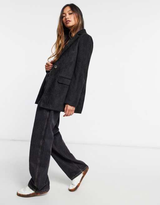 Whistles Cord Single Breasted Blazer in Black ASOS