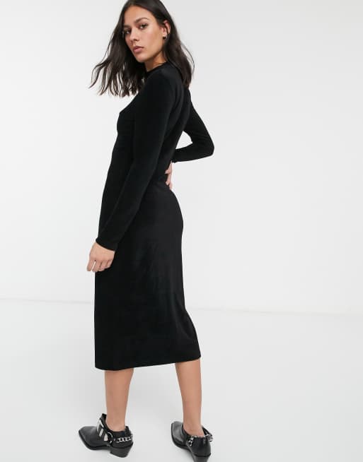 Whistles cord velvet jersey midi dress