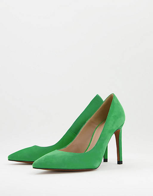 Whistles Cornel suede pointed stiletto in green