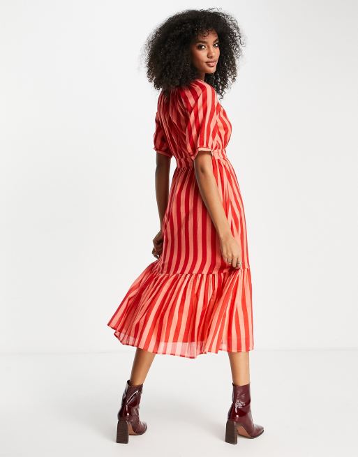 Red store striped dress