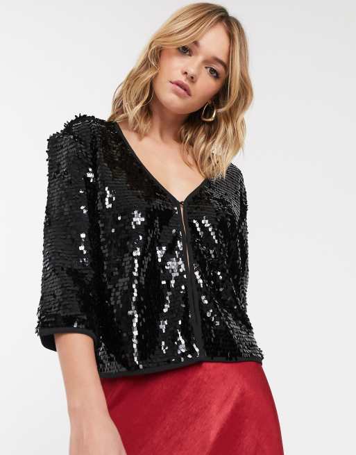 Sequin cropped jacket sale