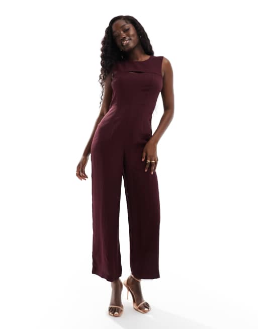 Whistles cut out jumpsuit in burgundy | ASOS