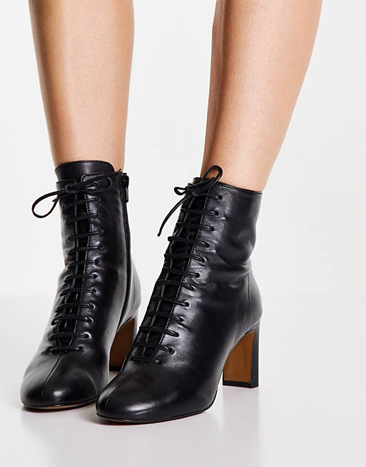 Whistles Dahlia lace up boots in black