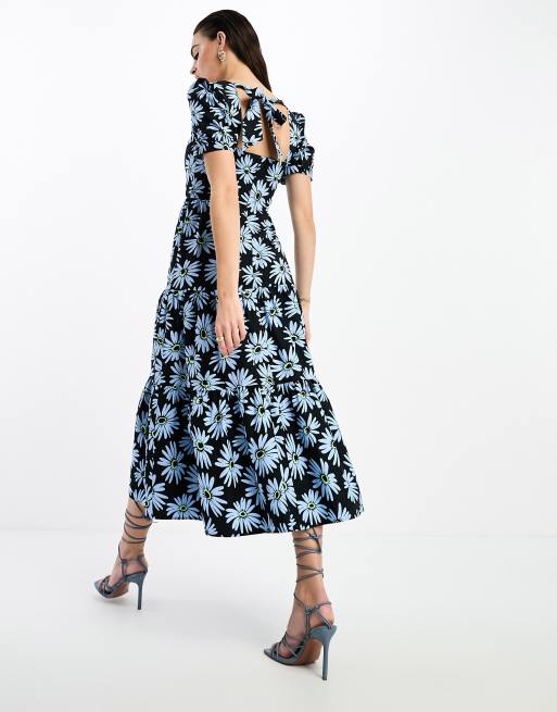 Whistles daisy print poplin maxi dress in light blue ASOS