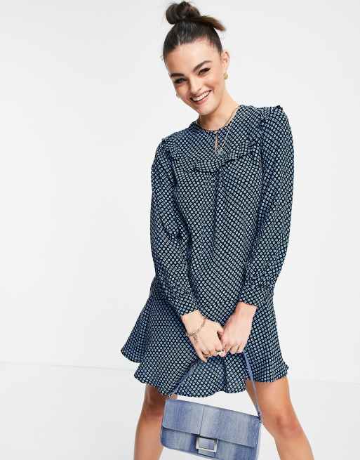 Whistles daisy print prill dress in blue ASOS