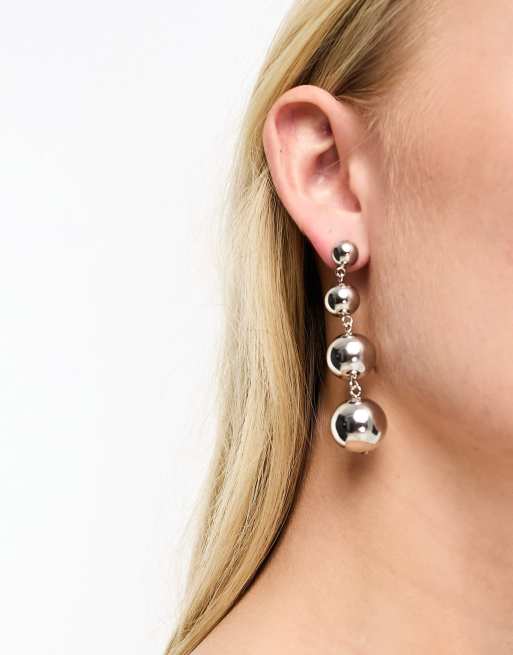 Silver ball earrings deals dangle