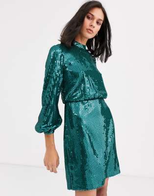 teal sequin dress