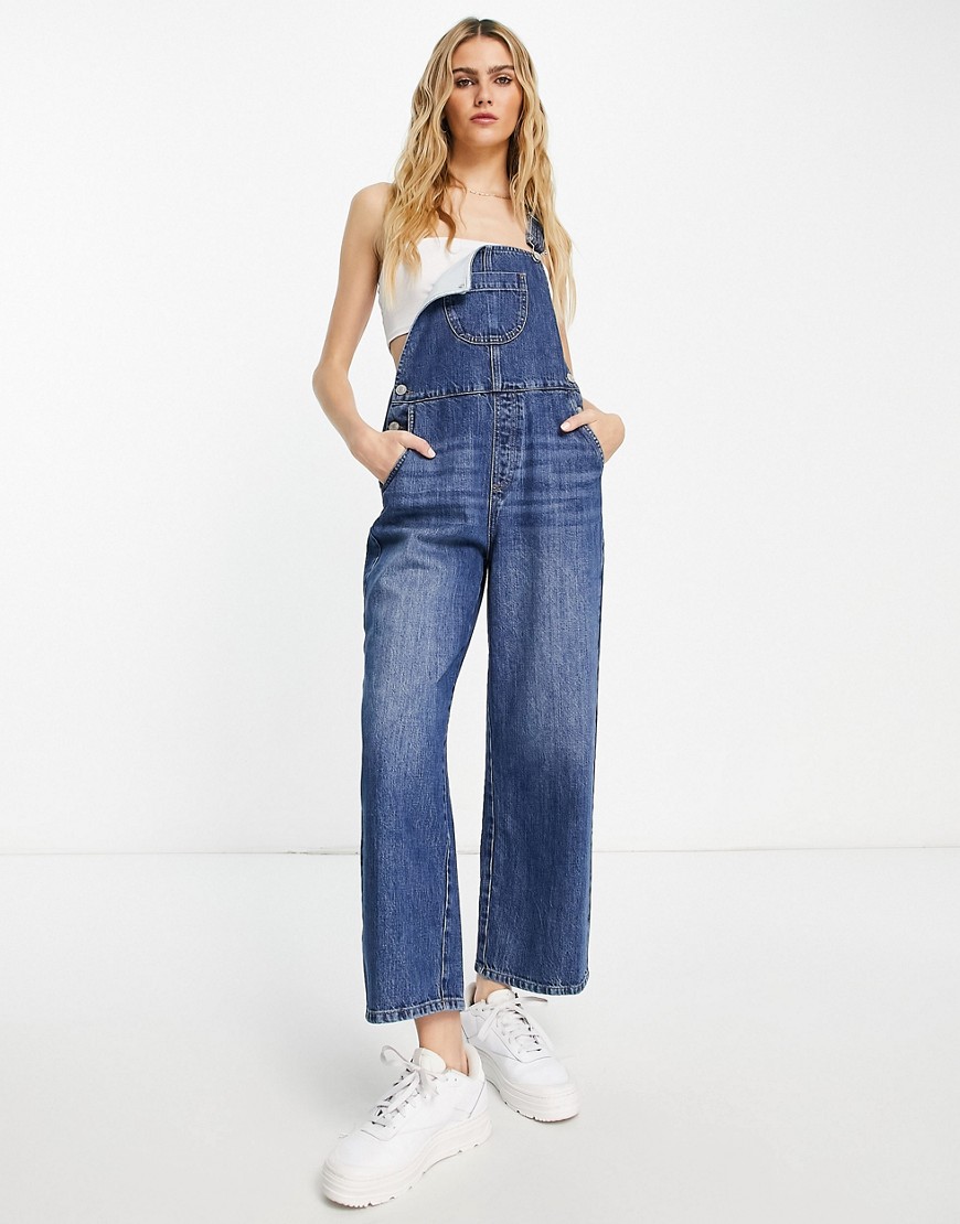 Whistles Denim Dungarees In Mid Wash-Blue