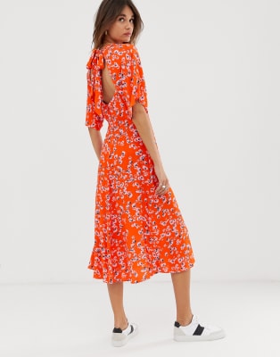 whistles daisy print midi dress