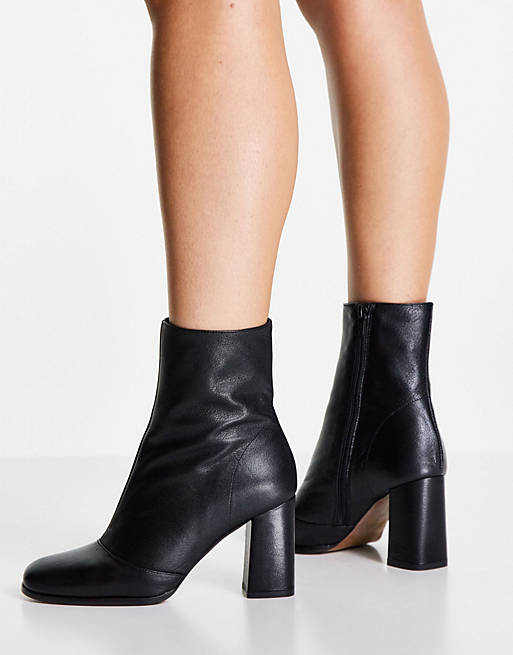 Whistles Dina leather ankle boot in black