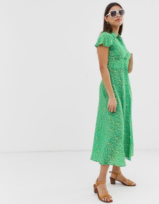 whistles green ditsy dress