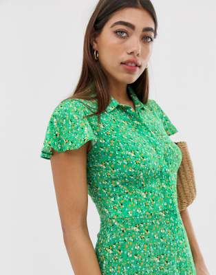 whistles ditsy blossom midi shirt dress