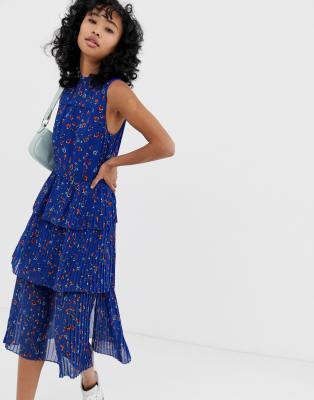 blue lace a line dress