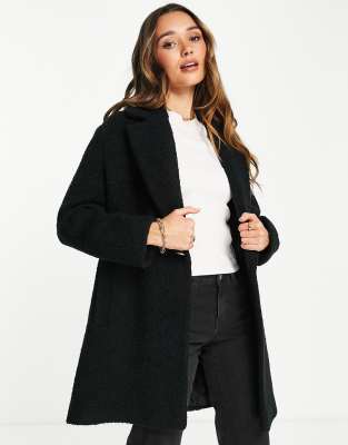 Whistles Double Breasted Boucle Coat In Black | ModeSens