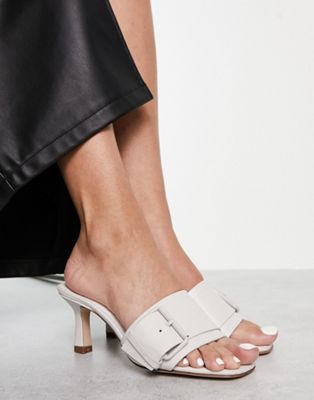 Whistles drench buckle stiletto mule in stone - ASOS Price Checker