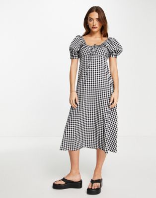 Whistles Elouise tie detail midi dress in gingham check
