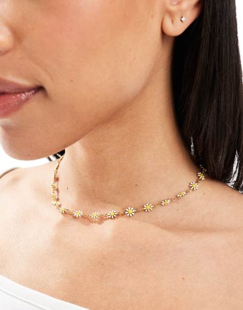 Whistles enamel Daisy chain necklace in gold - view 1
