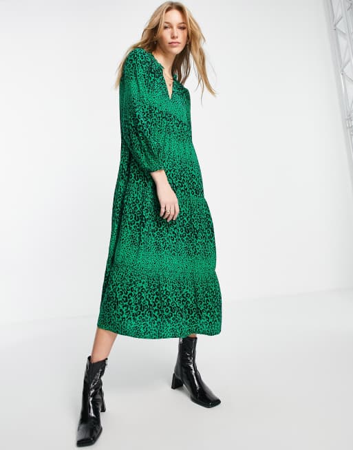 Whistles green clearance animal print dress