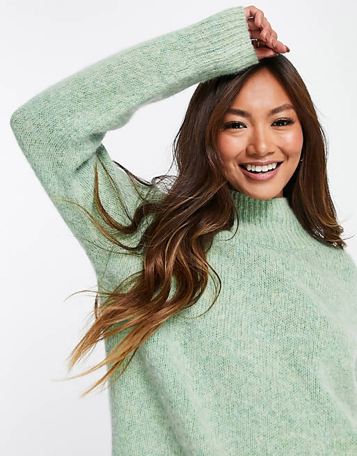 Whistles Erica flecked knit jumper in green
