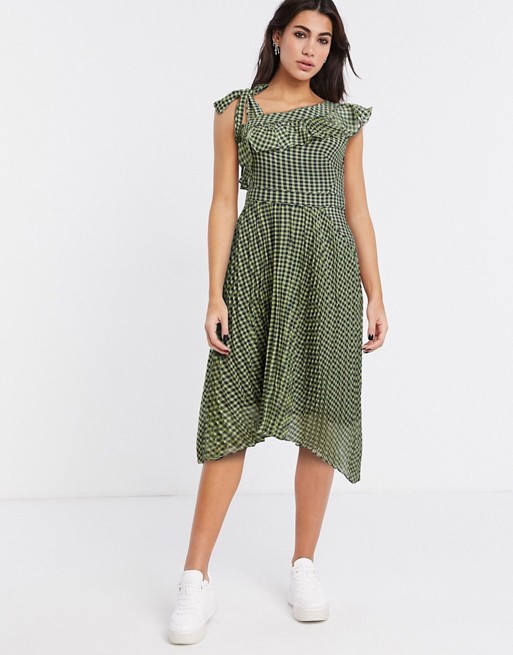 Whistles Erin gingham pleated dress in check