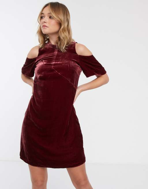 Whistles Evelyn velvet cold shoulder dress